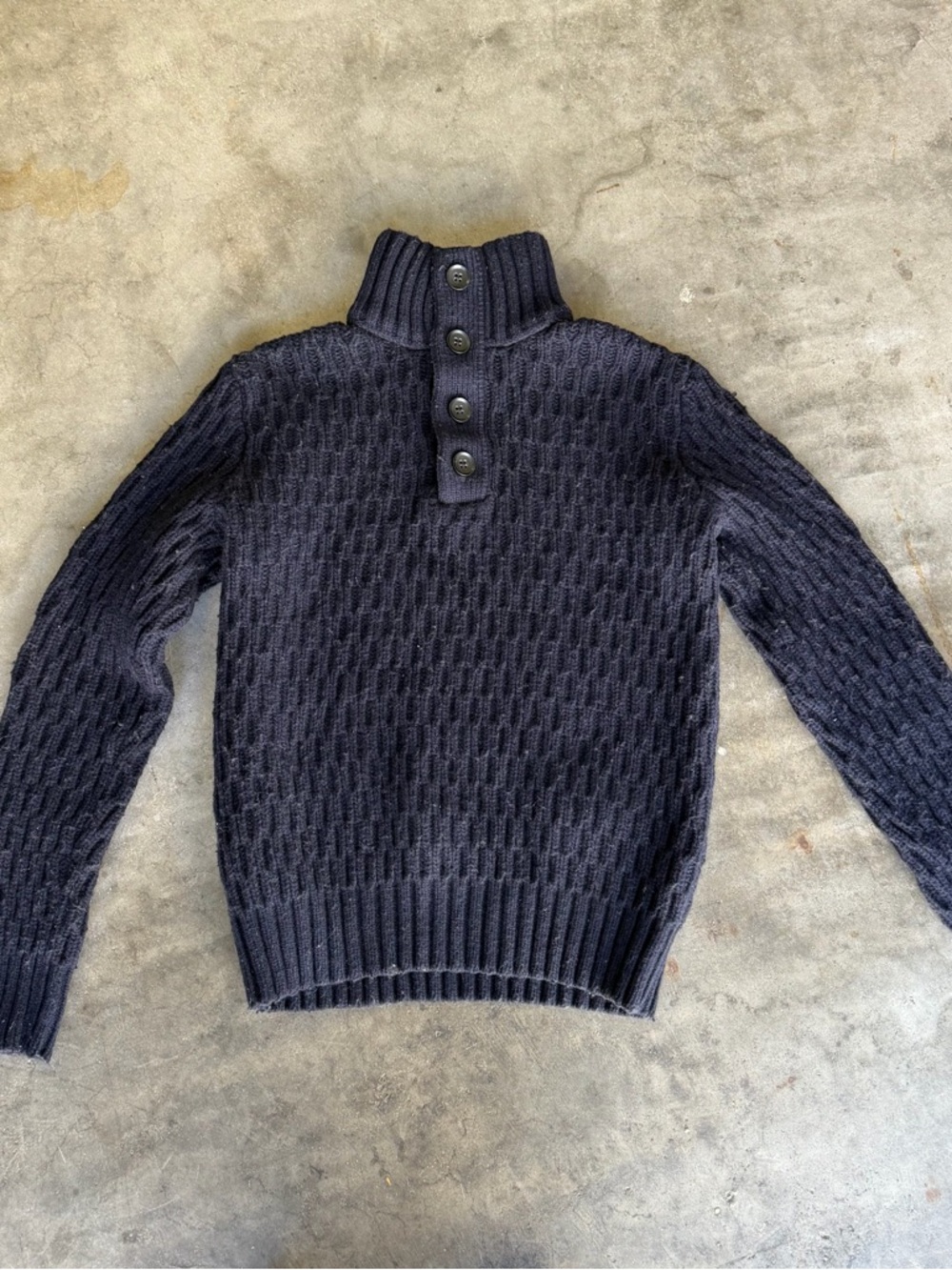 Banana Republic Merino Men’s S Wool Yarn Men’s 1/4 Button Sweater Blue